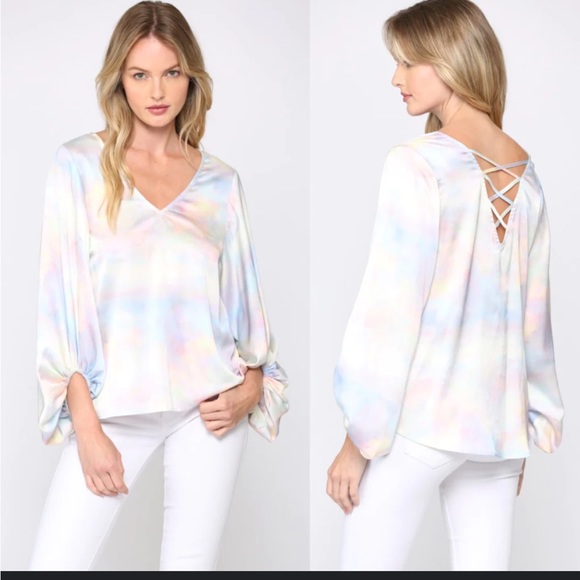 Fate Tops - FATE-Blouse- Iridescent Tie Dye